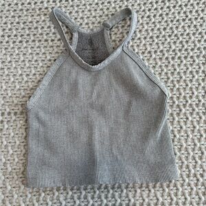 Gray Ribbed Halter Top